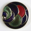 #380023 Full Metal 20mm Enamelled Gold, Green, Red, Purple Button by Dill