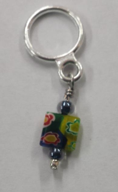 Creative Fiber Artists Individual Stitch Ring Marker - Floral Square