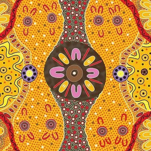 Aboriginal Australian Fabric - 100% Cotton - Womens Business Gold