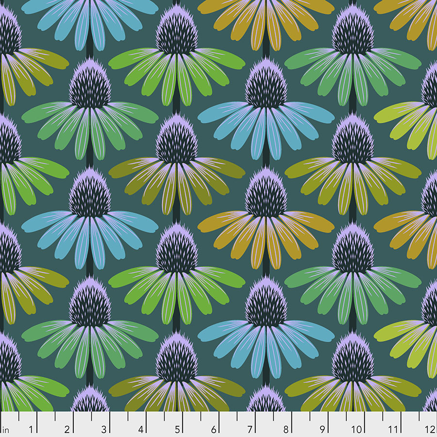 Echinacea Glow - Algae - Free Spirit Fabrics 100% Cotton Fabric PWAH149.ALGAE