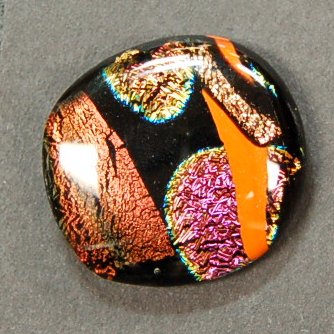 Cheryl Kumiski Fused Glass Button 1-Inch Pink-Gold