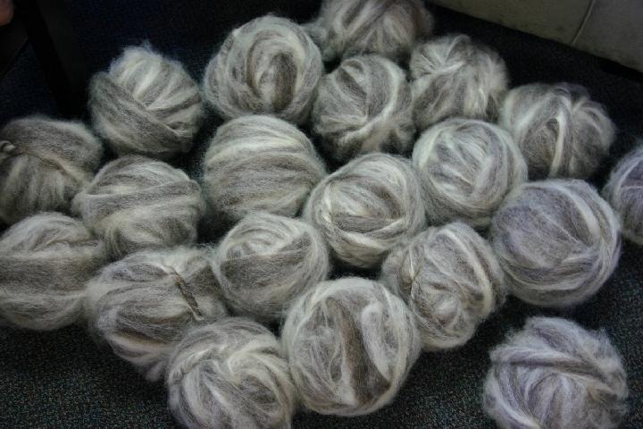 Natural Colored Romney Wool Carded Roving - Gray White Brown  - 4 oz