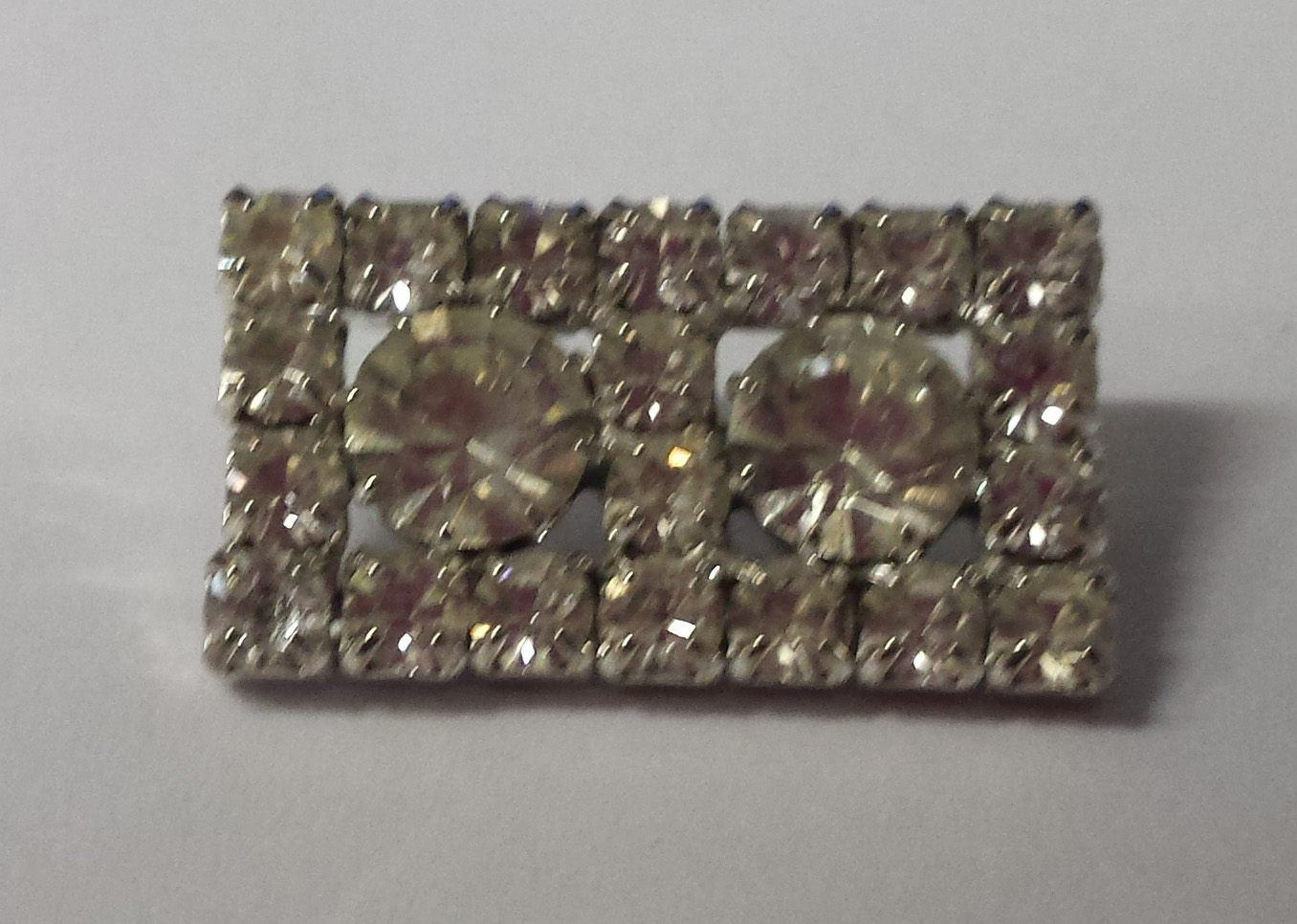 Dazzling Rectangular Rhinestone Button - 1 inch by 1/2 inch #Daz0003